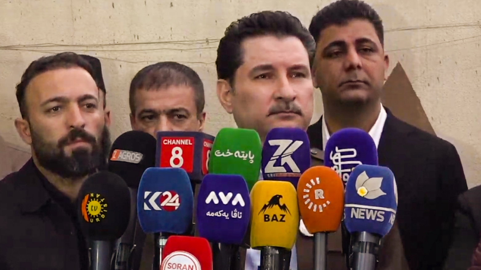 Shakhawan Abdullah, head of the Kurdistan Democratic Party (KDP) bloc in the Council of Representatives of Iraq، speaking to reporters, March 29, 2026. (Kurdistan24)