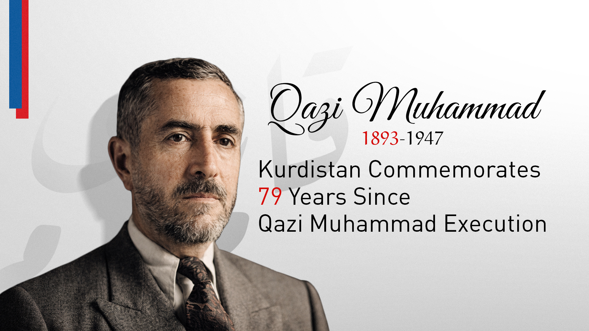 Peshawa Qazi Muhammad, president of the Republic of Kurdistan in Mahabad. (Graphics: Kurdistan24)