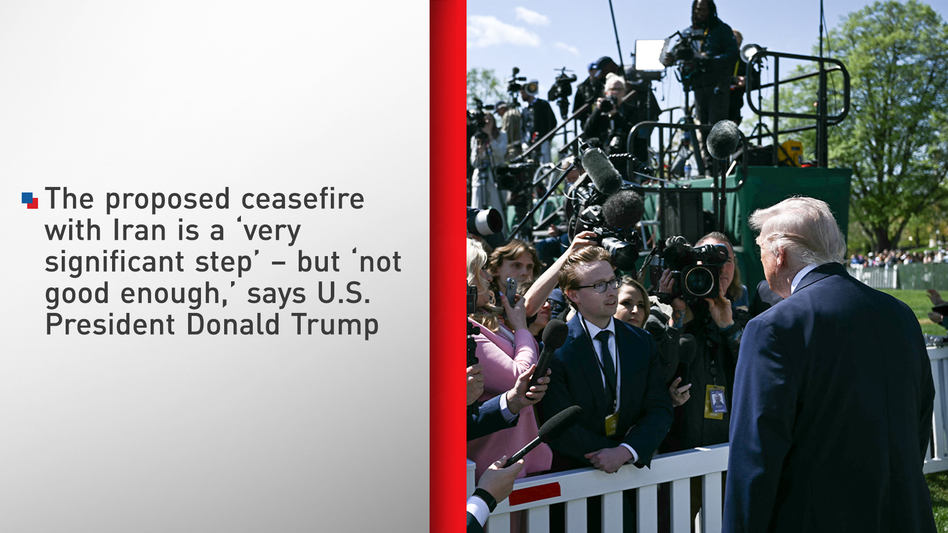 US President Donald Trump speaks to reporters as he hosts the annual Easter Egg Roll on the South Lawn of the White House on April 6, 2026, in Washington, DC. (AFP)