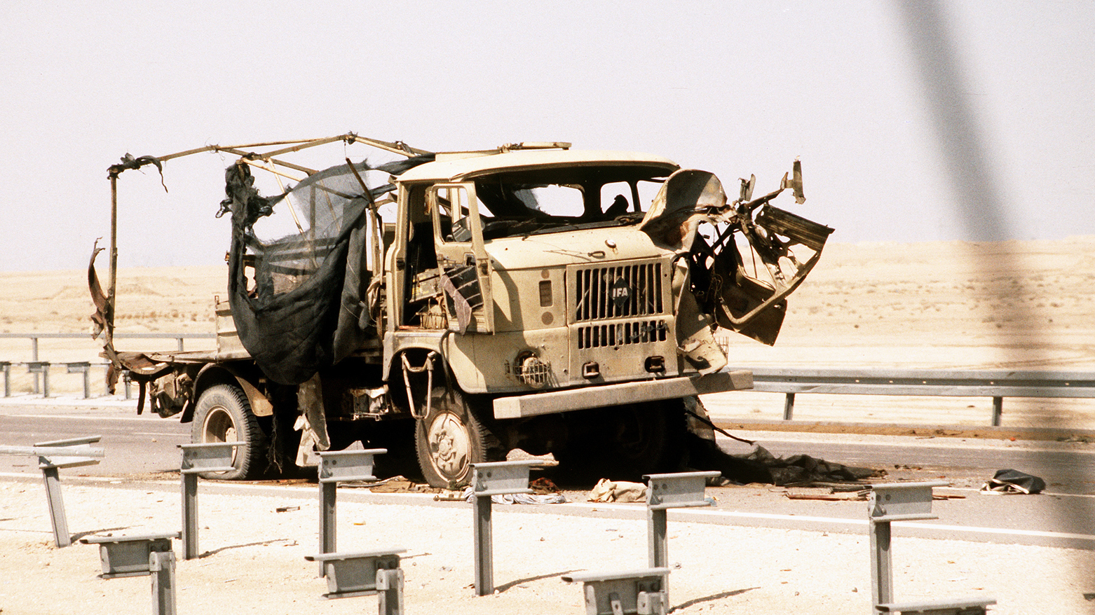 Destroyed Iraqi IFA W50 truck, 1991. (Photo: Archive)