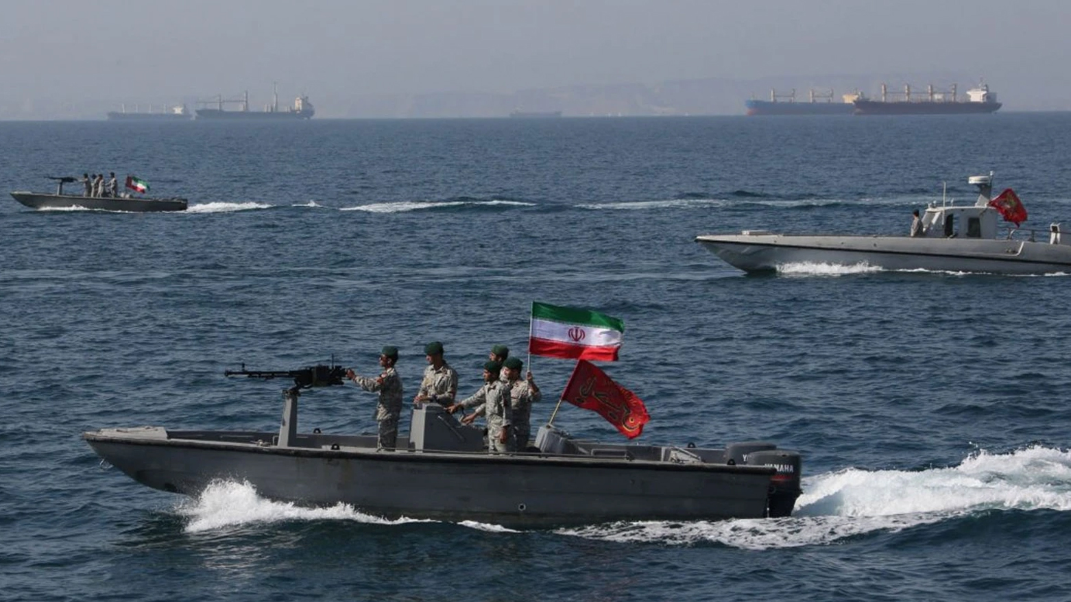 Multiple Iranian Revolutionary Guard Corps (IRGC) fast attack craft patrolling the Strait of Hormuz. (Photo: TASNIM)