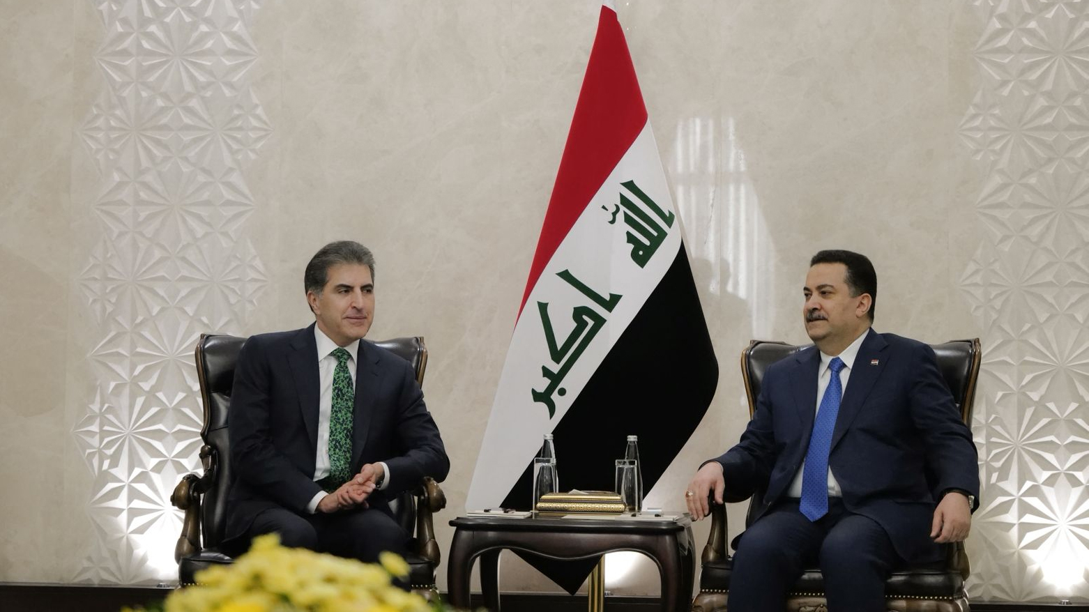 Kurdistan Region President Nechirvan Barzani (left) during his meeting with Iraqi Prime Minister Mohammed Shia’ Al-Sudani, May 4, 2026. (Photo: Kurdistan Region Presidency)