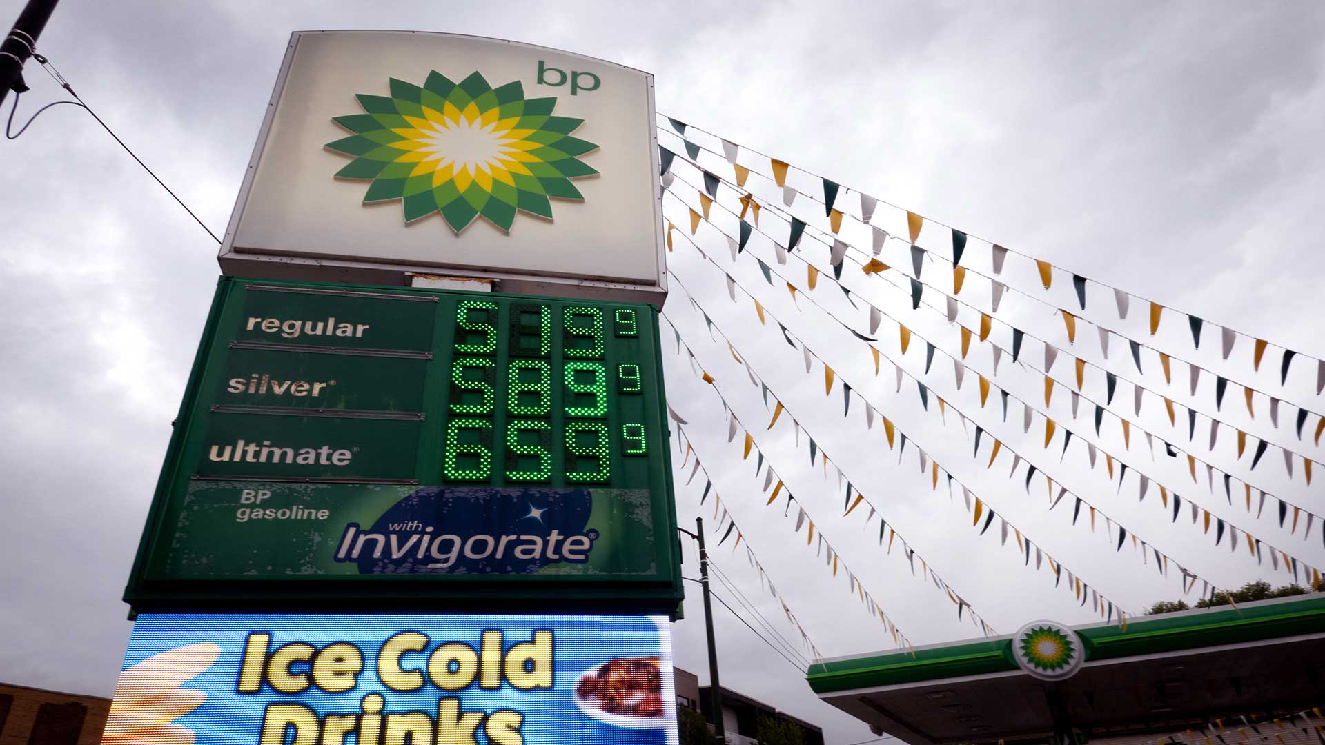 Gasoline prices are displayed at a BP station on April 29, 2026, in Chicago, Illinois. (Photo: AFP)