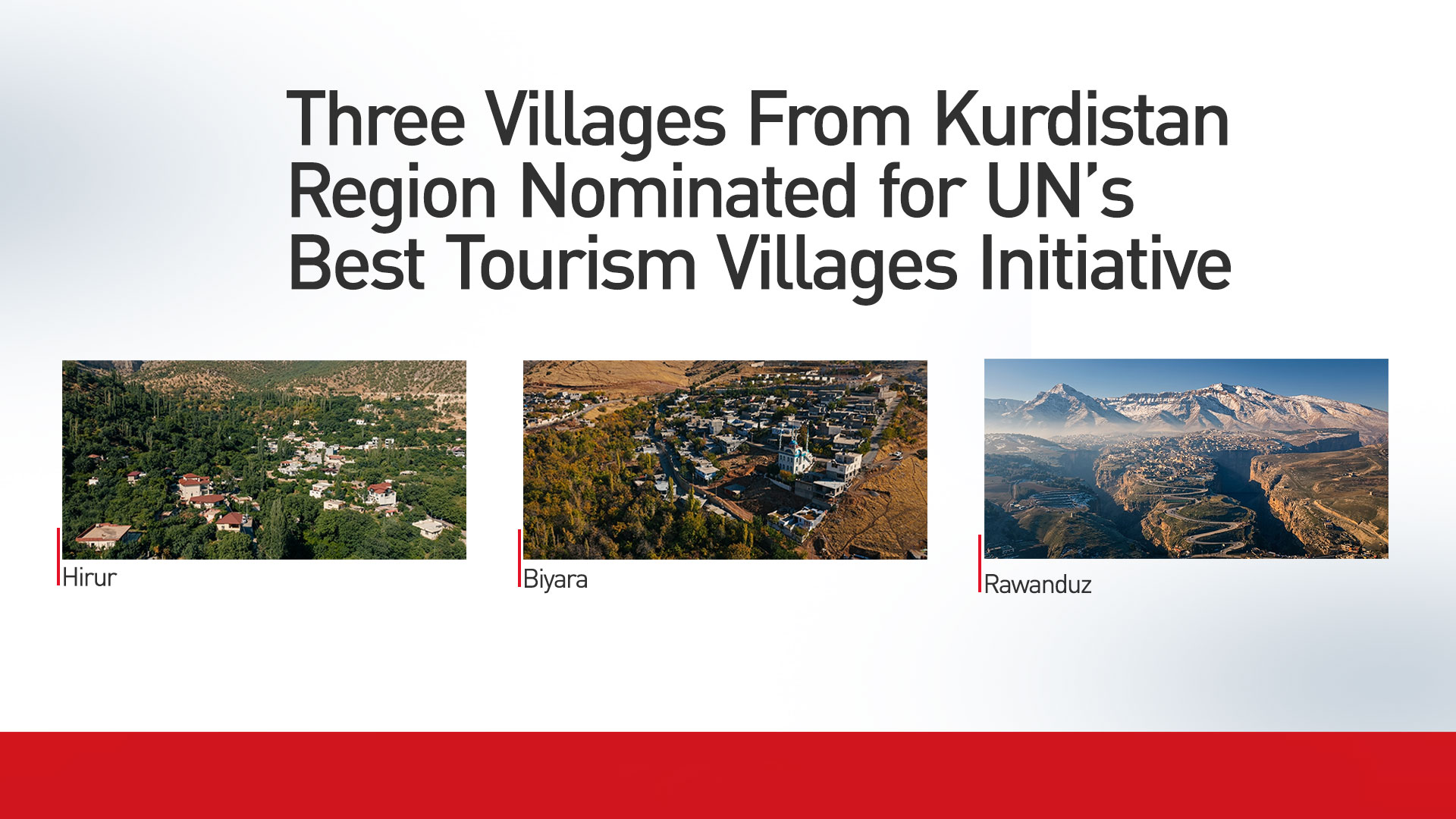 The Picture Shows Three Kurdish Village Nominated for UN's Best Tourism Villages (Graphic: Kurdistan 24)