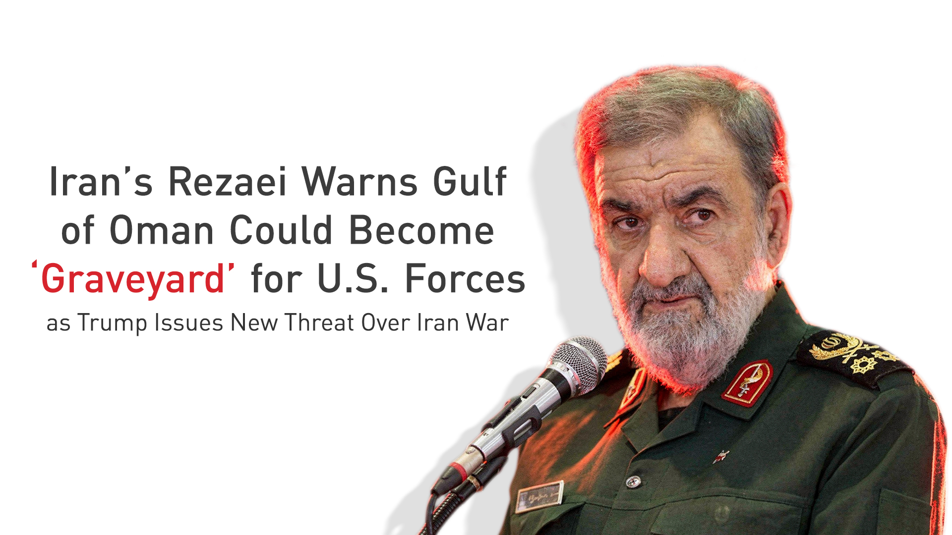 Mohsen Rezaei, a senior Iranian military adviser and former commander of the IRGC. (Graphic: Kurdistan24)