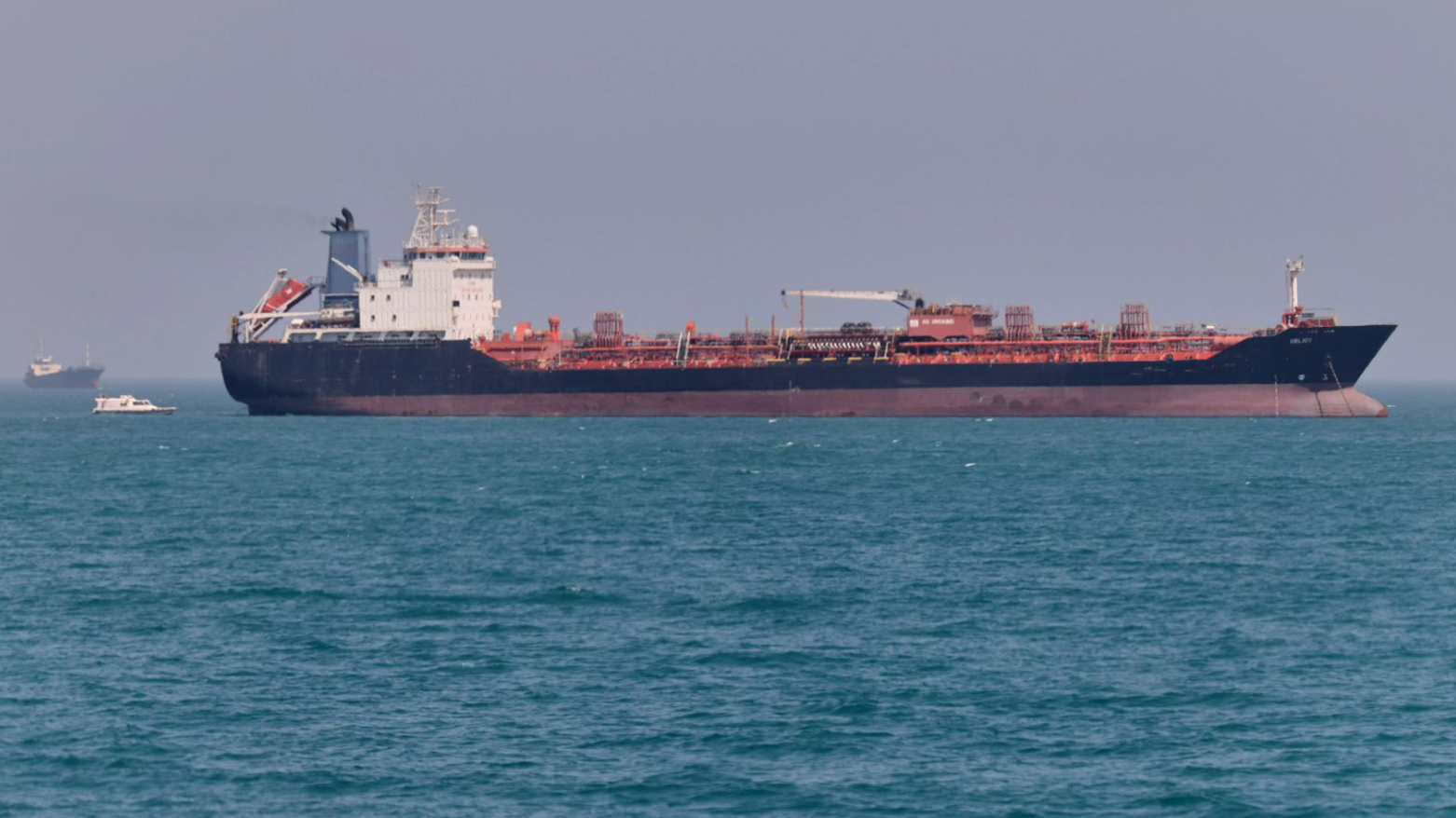 An oil tanker sits at anchor in the Strait of Hormuz off Bandar Abbas, Iran, May 2, 2026.(AP)
