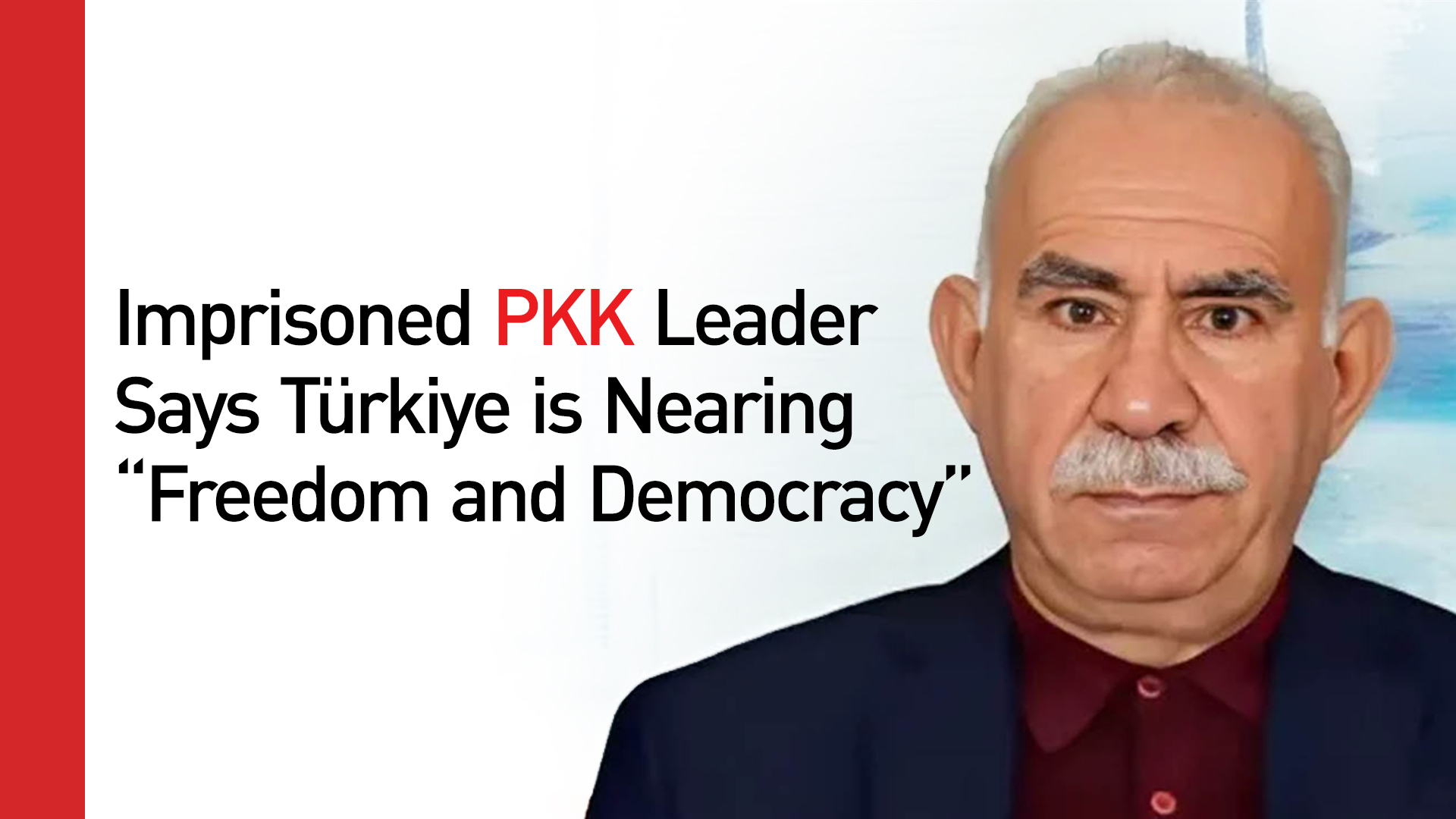 The photo shows the latest image of the imprisoned PKK's leader Abdullah Ocalan. (Graphics: Kurdistan24)