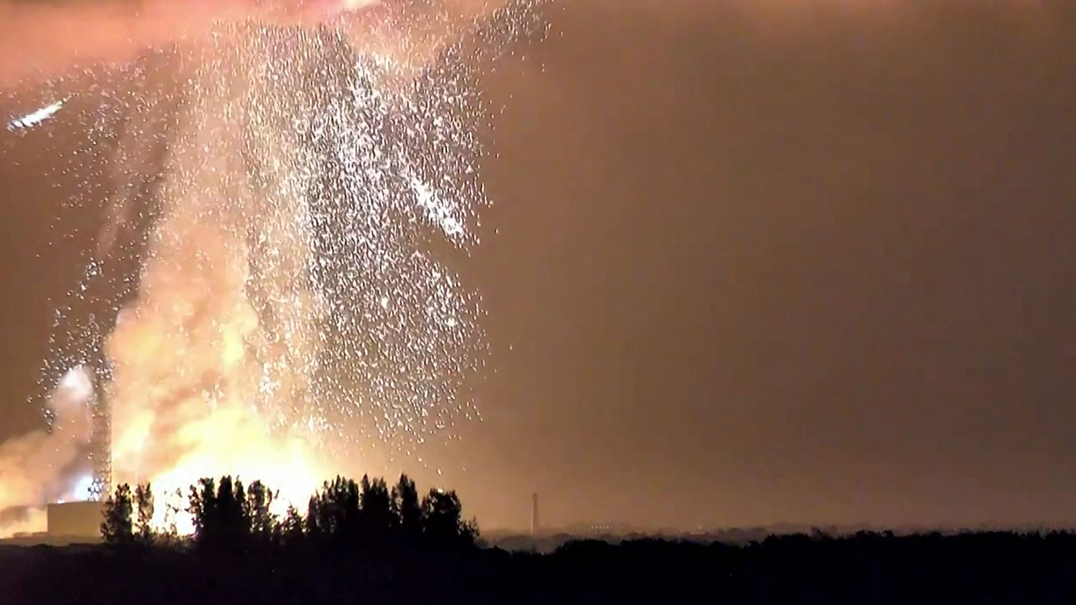 An image grabs from UGC video shared on social media show Blue Origin's New Glenn rocket exploding during a test flight on May 28, 2026, in Cape Canaveral, Florida. (AFP)