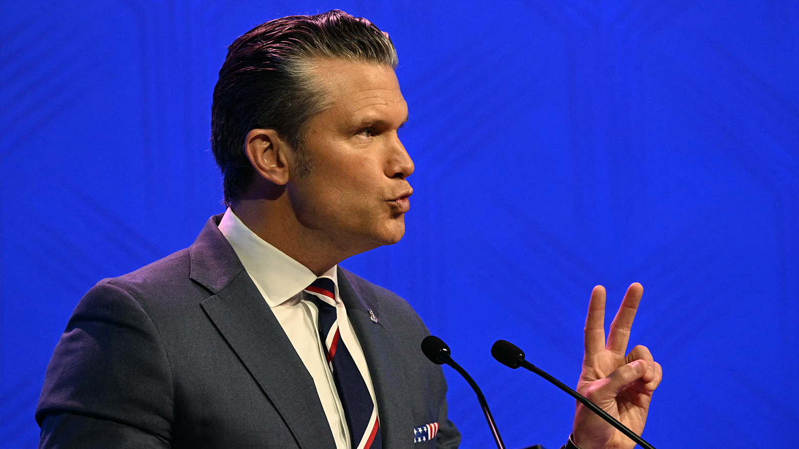 US Secretary of Defence Pete Hegseth delivers an address during the 23rd Shangri-La Dialogue summit in Singapore on May 30, 2026. (AFP)