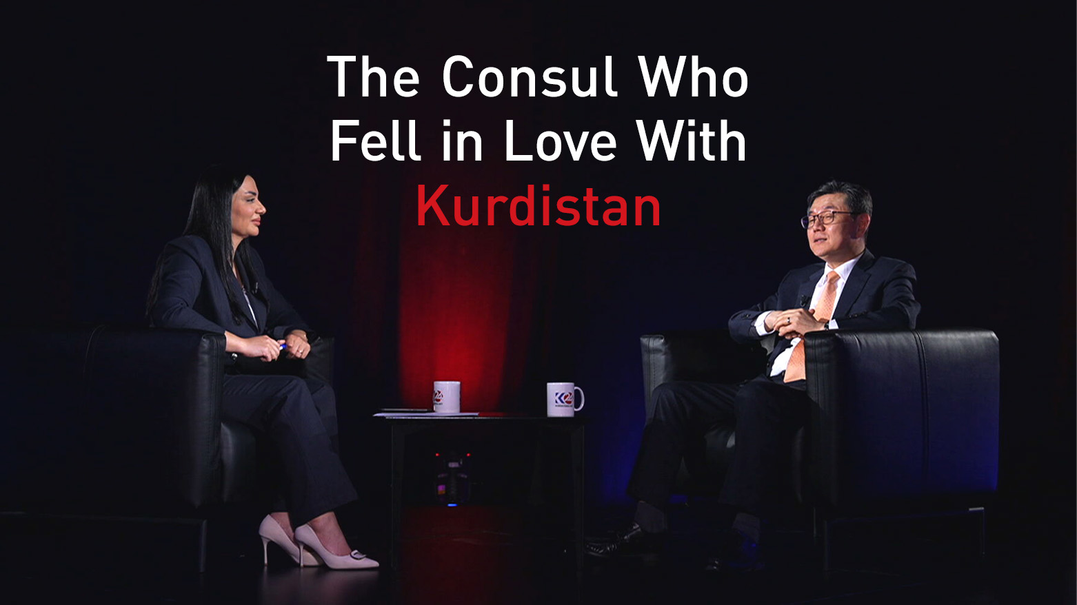 Former South Korean Consul General to Erbil, Seungcheol Lim (R) and Kurdistan24's Zhino Mohammed (L). (Photo: Kurdistan24)