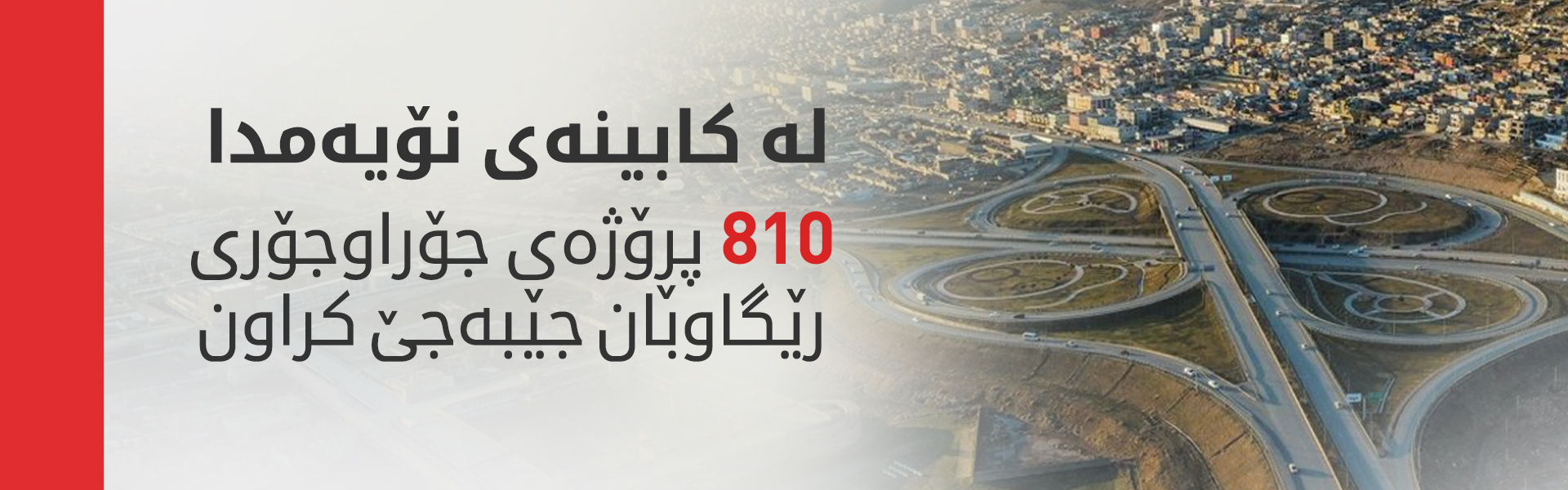 بە گوژمەی زیاتر لە ترلیۆنێک دینار 810 پرۆژەی جۆراوجۆری رێگاوبان جێبەجێ کراون