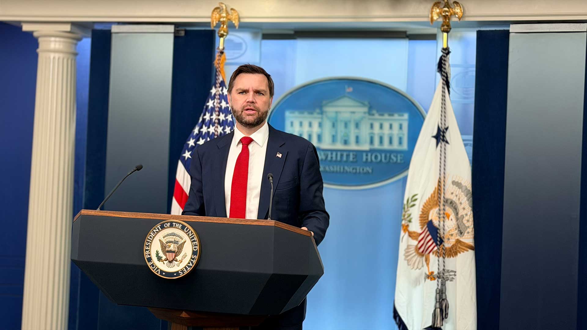 U.S. Vice President JD Vance speaking during the press