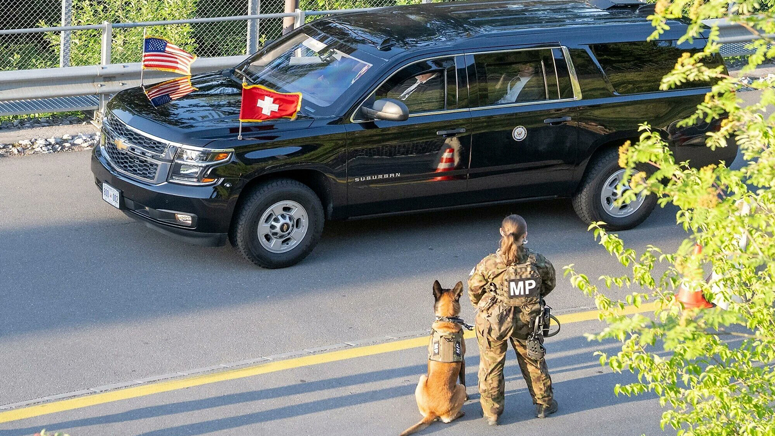 A convoy with U.S. Vice President JD Vance arrives at the Bürgenstock Resort in Obbuergen, near Lucerne, in Switzerland, June 21, 2026. (AP)