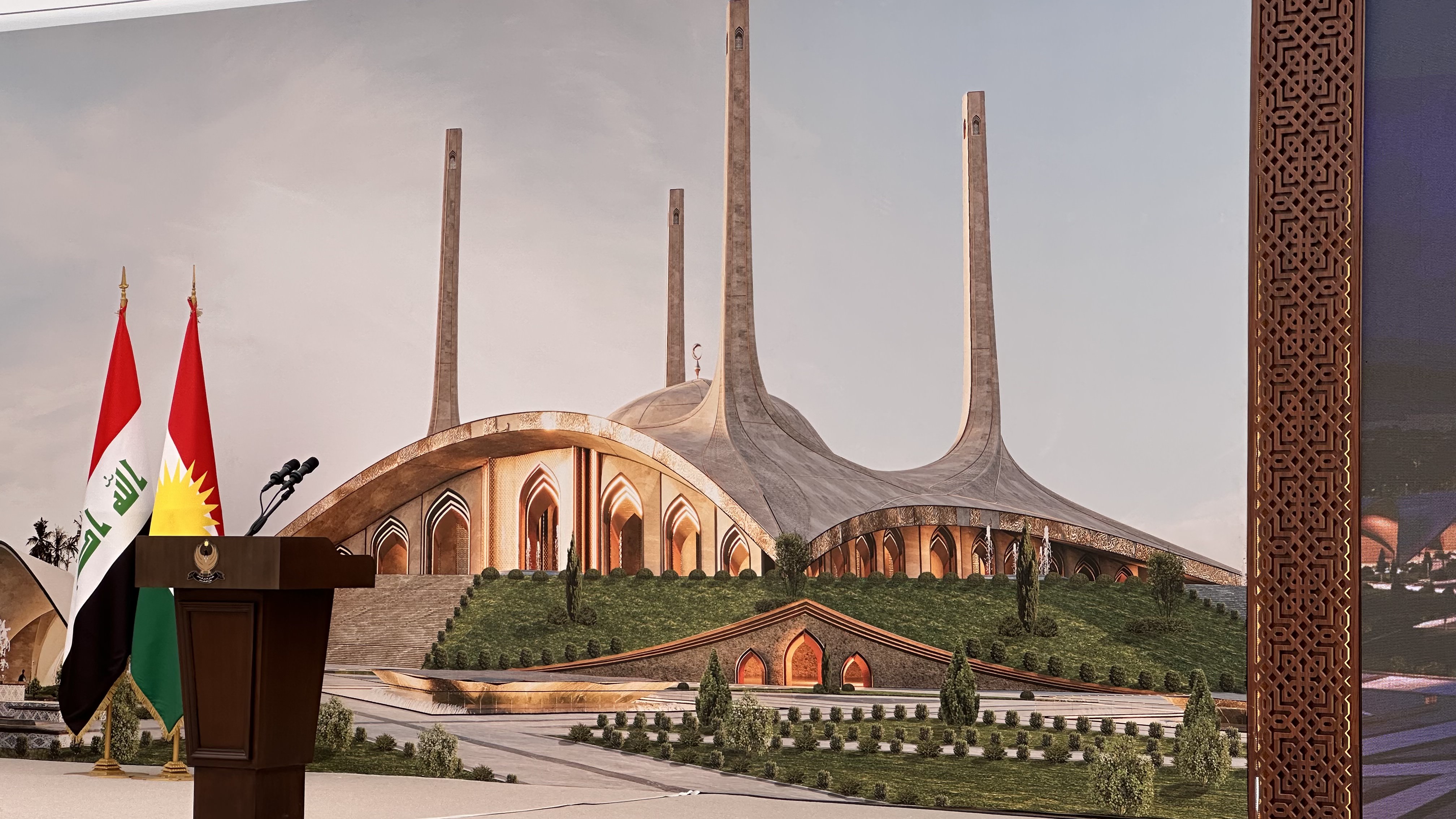 Photo shows a design of the Barzani Grand Mosque. (Photo: Kurdistan24)
