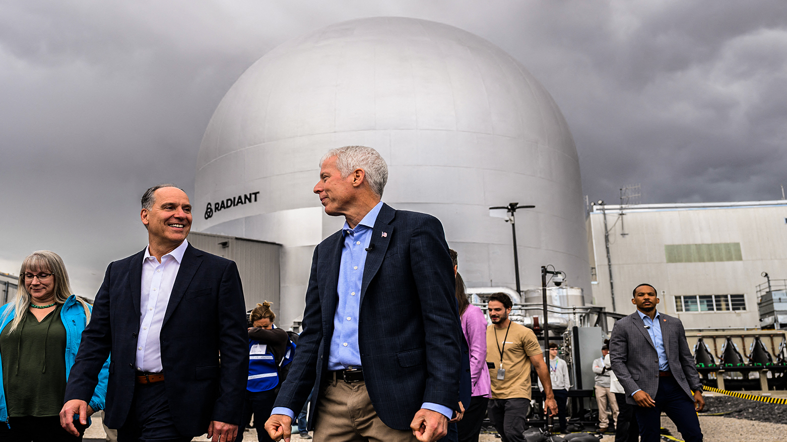 US Secretary of Energy Chris Wright (R) speaks with Idaho National Laboratory Director John Wagner during a tour of the laboratory near Idaho Falls, Idaho, on June 25, 2026.