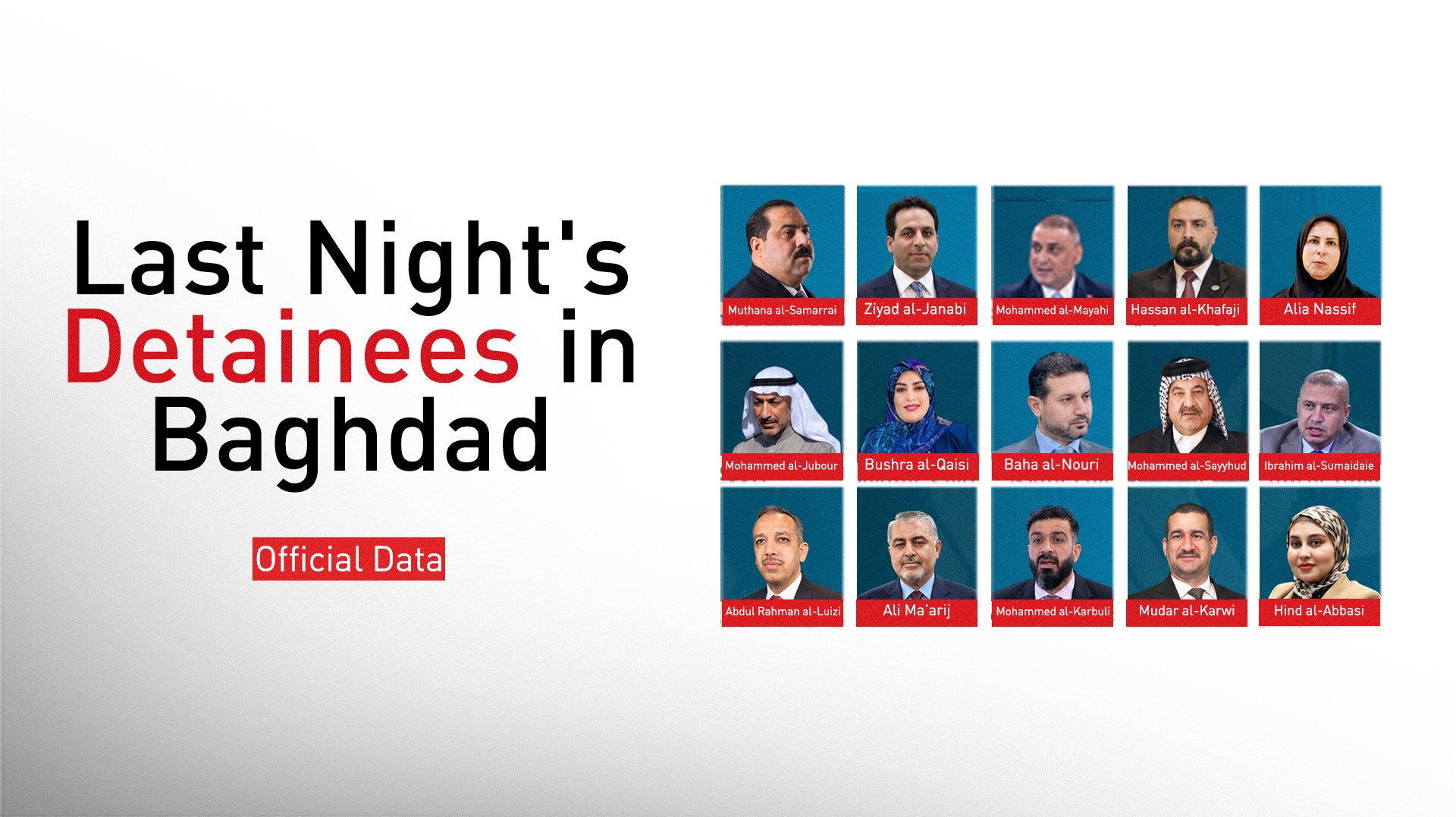 The Last Night's Detainees Names & Pictures. (Graphic: Kurdistan24)