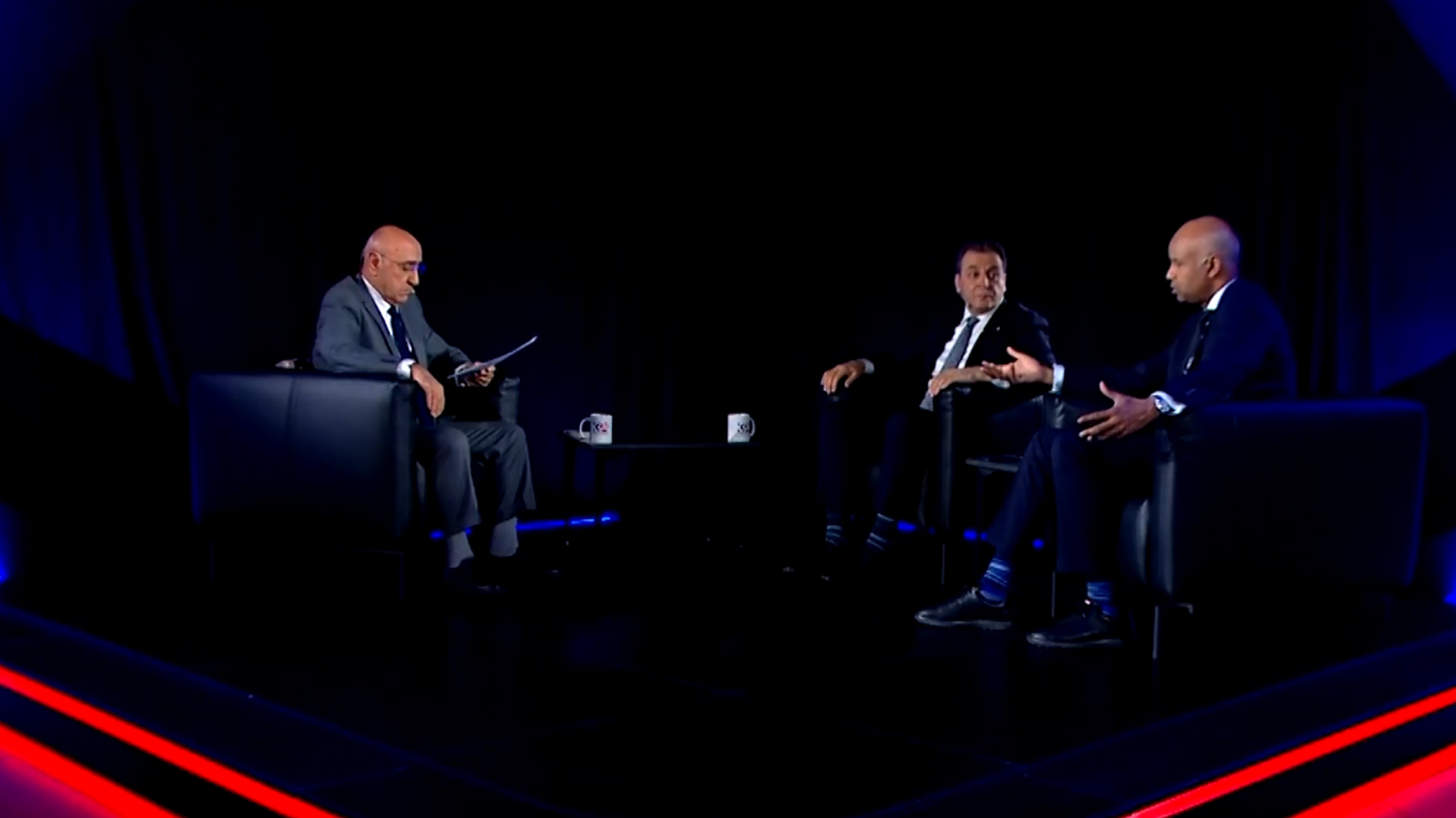 Kurdistan24 sunucusu Hakim Ferhad ile Kanadalı milletvekilleri Ziyad Aboultaif ve Ahmed Hussen