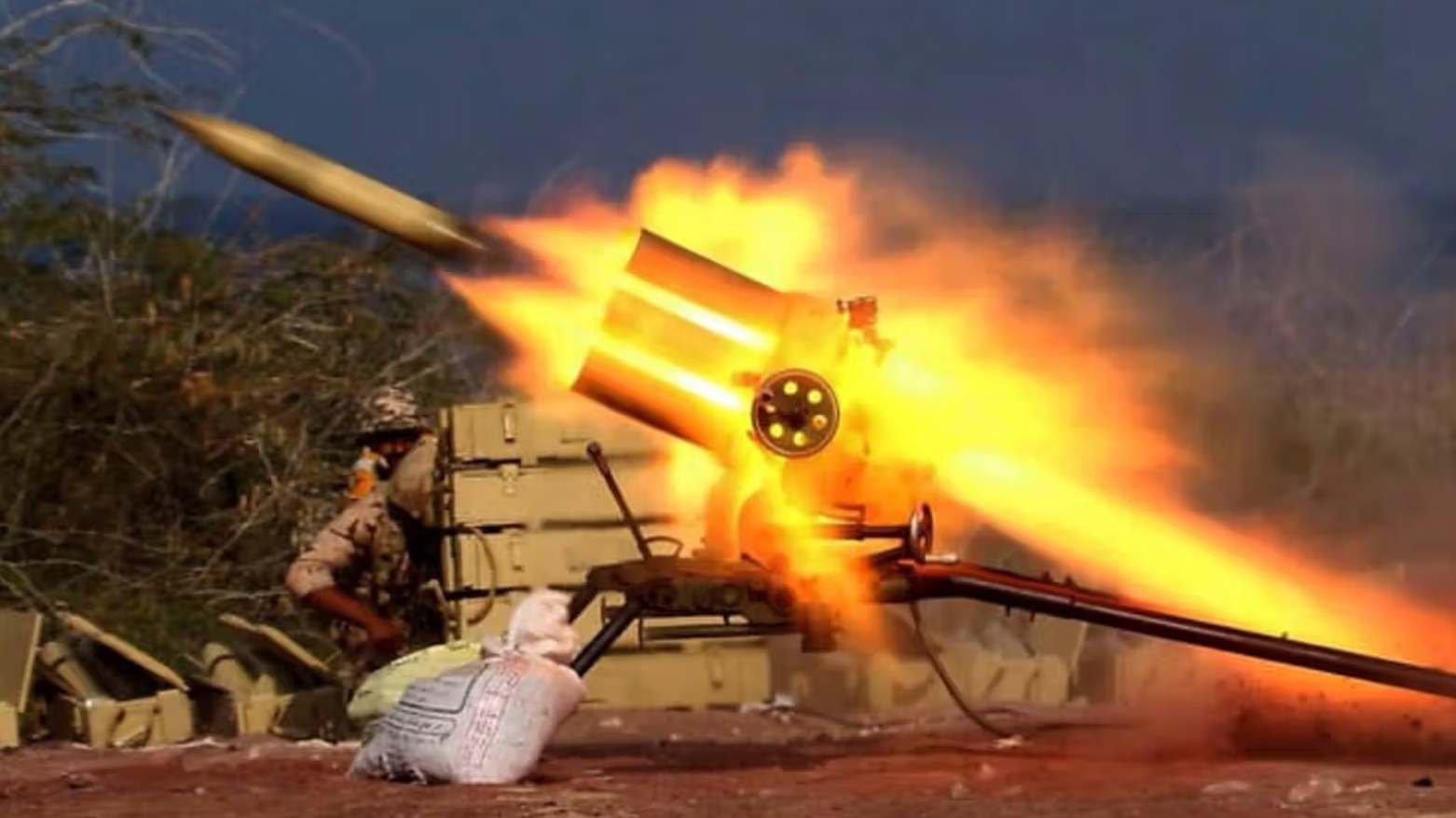 Rocket firing from a launcher during a military drill in the Gulf and southern Iran. (AFP)