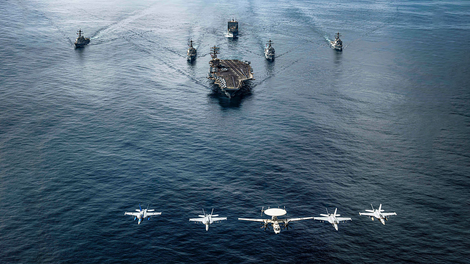 The Nimitz-class aircraft carrier USS Nimitz (CVN 68) steams ahead of the Nimitz Carrier Strike Group. (Photo: DVIDS)
