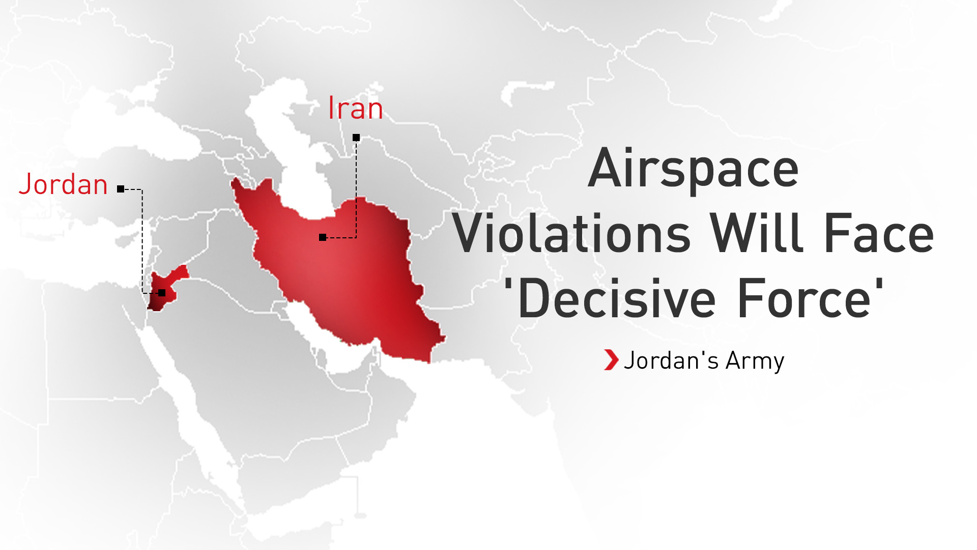 Map shows location of both Iran (L) and the Kingdom of Jordan in the Middle East. (Graphics: Kurdistan24)
