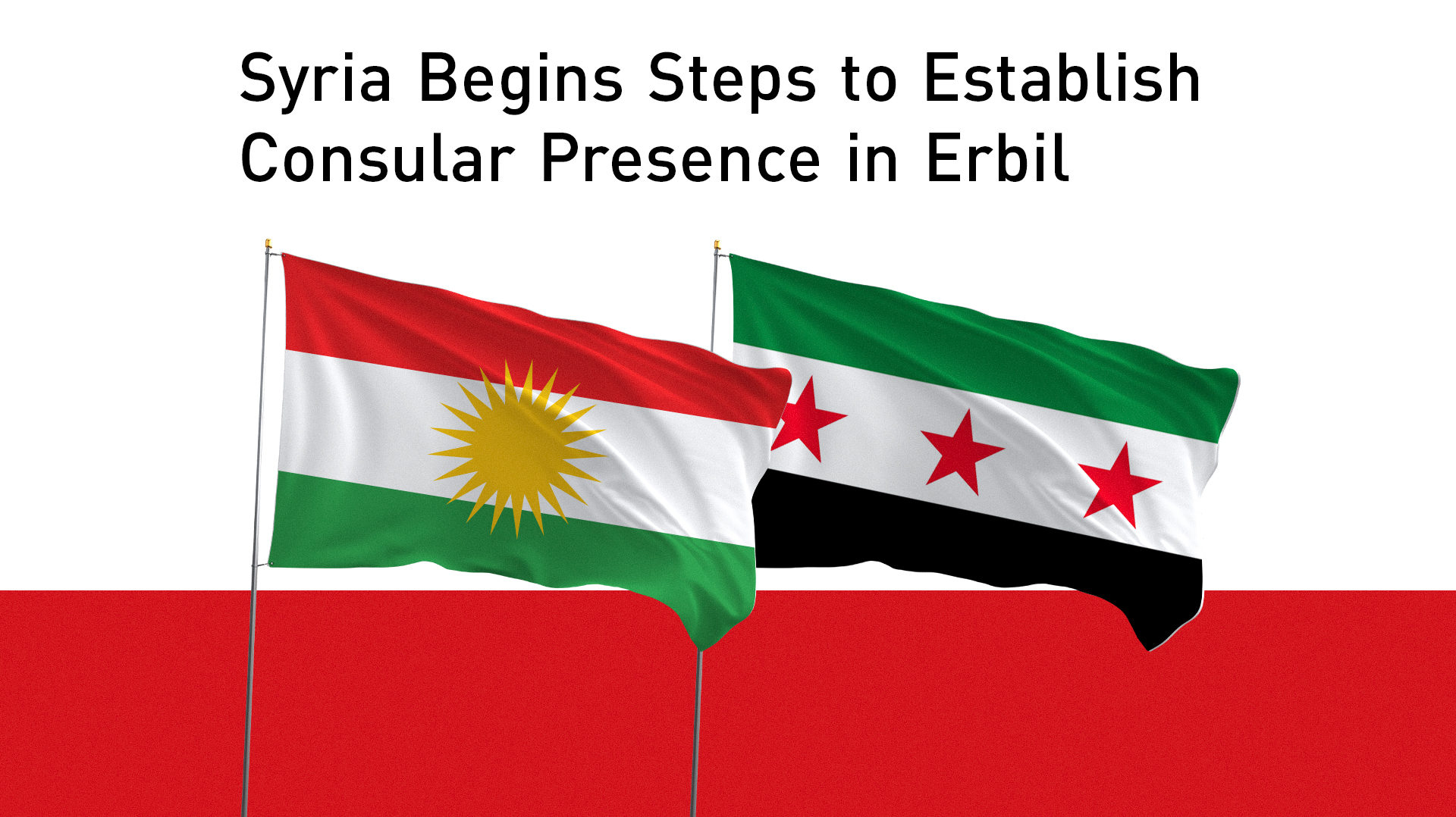 The flag of Kurdistan Region (L), and Syria (R). (Graphic: Kurdistan24)