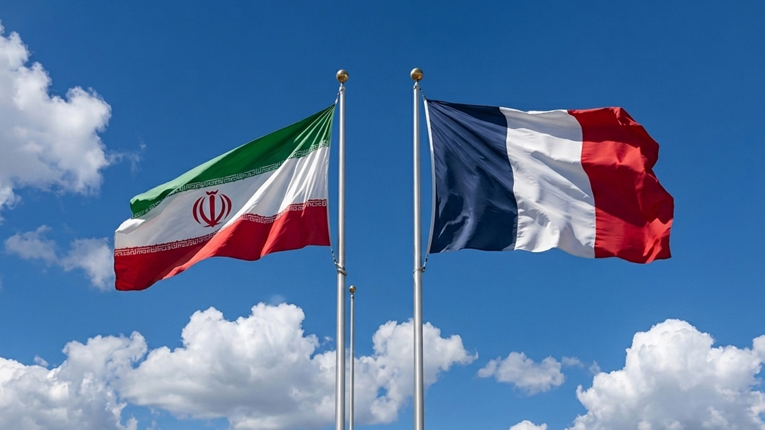 AI-generated illustration showing the national flags of Iran and France. (Photo: Kurdistan24/AI)