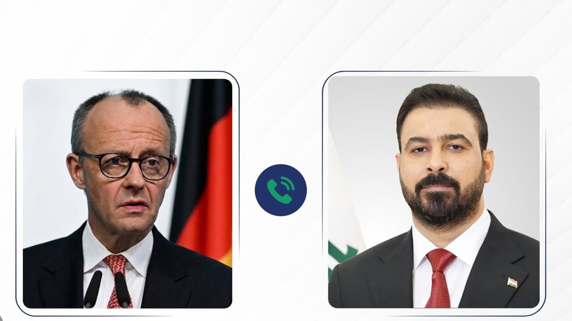 Iraqi Prime Minister Ali Al-Zaidi (right) and German Chancellor Friedrich Merz. (Photo: INA)
