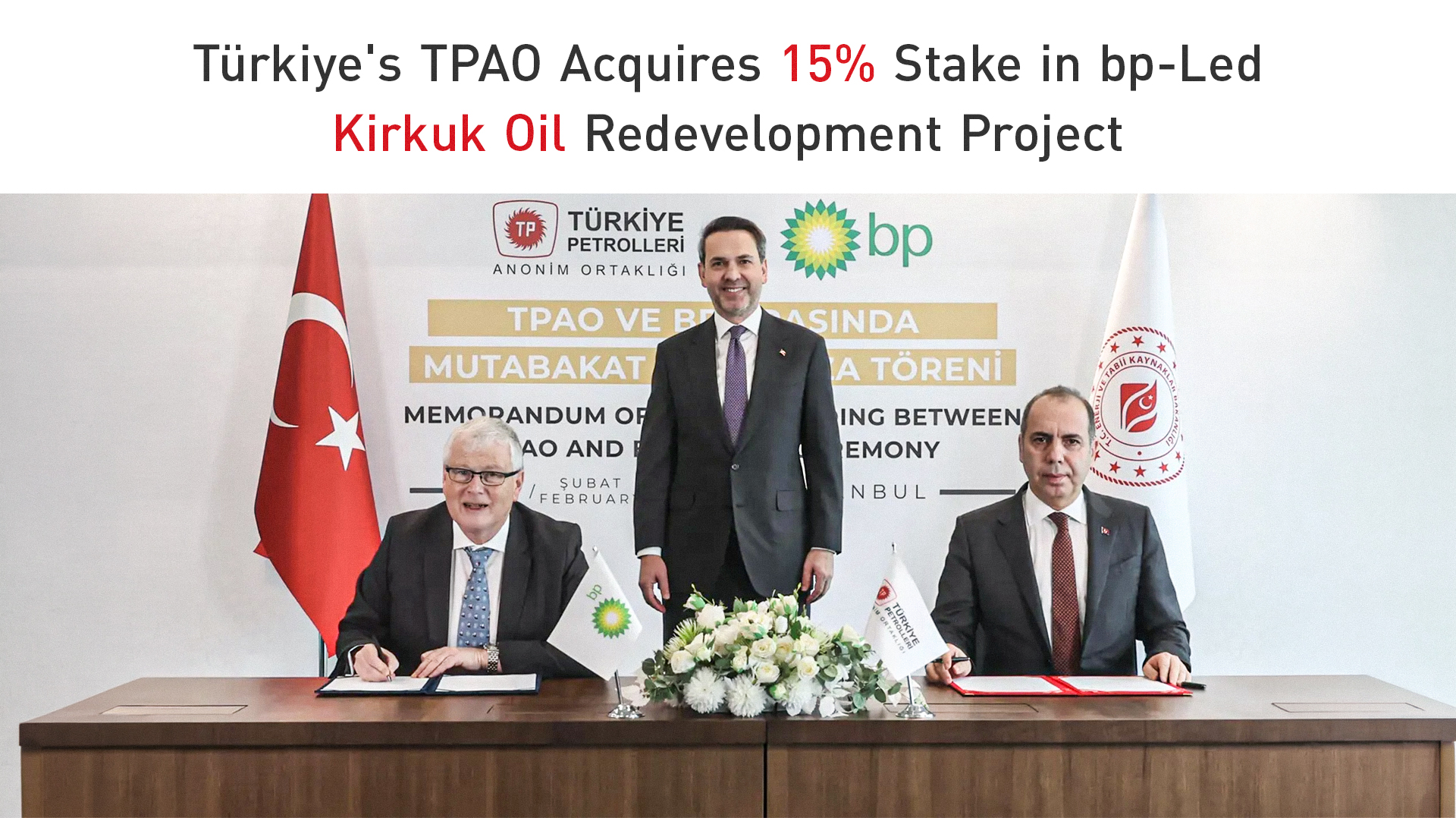 The official signing ceremony between bp and TPAO, in Istanbul, July, 2026. (Graphic: Kurdistan24)