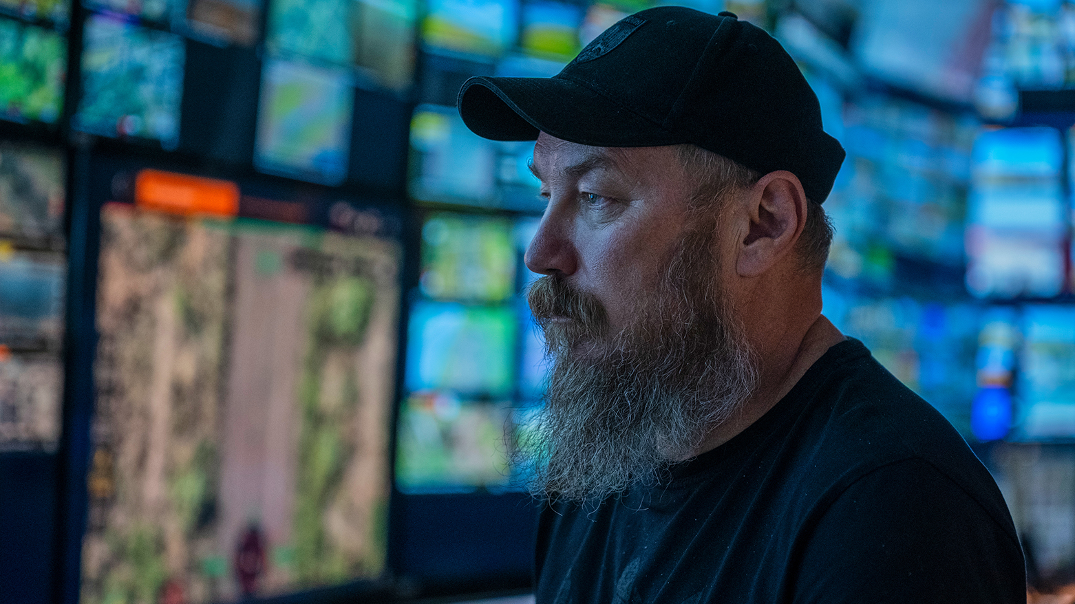 Maj. Robert "Magyar" Brovdi stands in the control room during a long-range unmanned aerial vehicle operation targeting Russian positions in an undisclosed location in Ukraine on Friday, Aug. 7, 2026. (AP)
