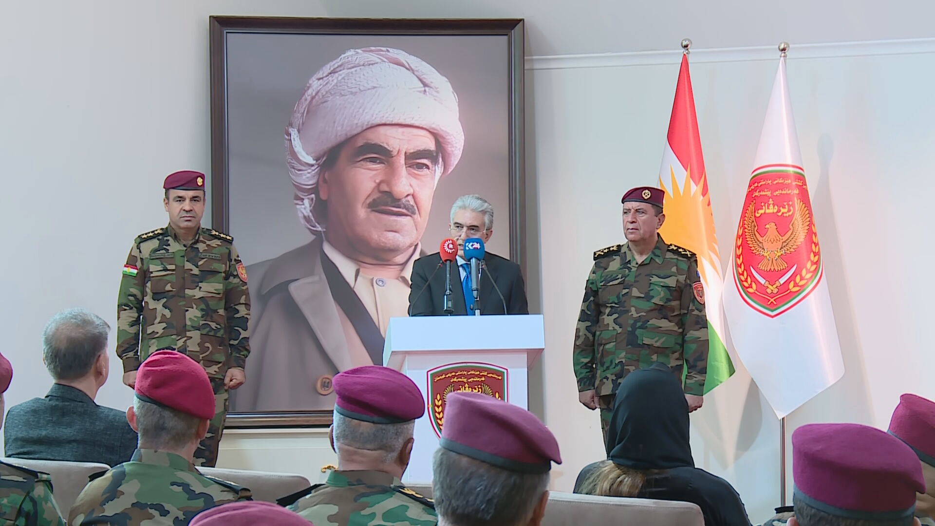 Kurdistan Region Interior Minister Reber Ahmed (C) speaking during the ceremony. (Photo: Kurdistan24)