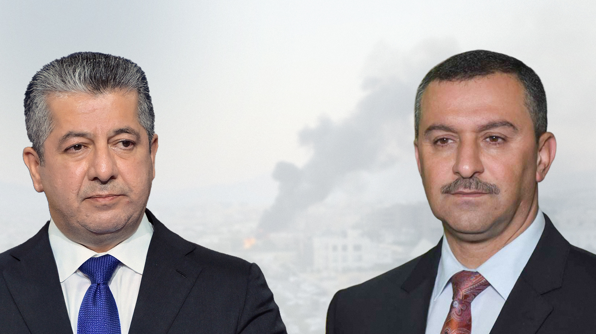 Kurdistan Region Prime Minister Masrour Barzani (left) and Sulaimani Governor Haval Abubakir. (Photo: Designed by Kurdistan24)