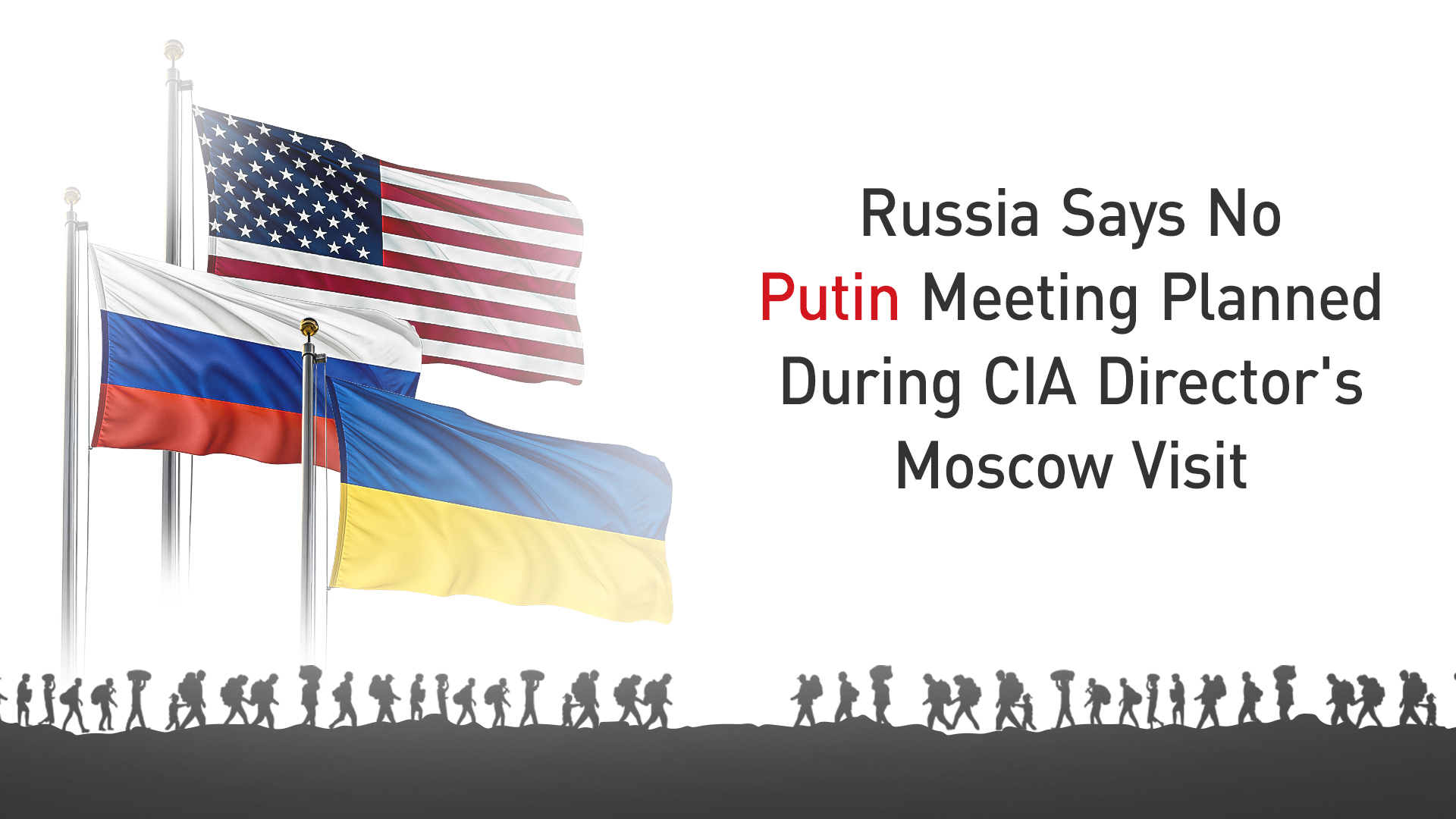 A graphic displaying the waving national flags of the United States, Russia, and Ukraine. (Graphic: Kurdistan24)