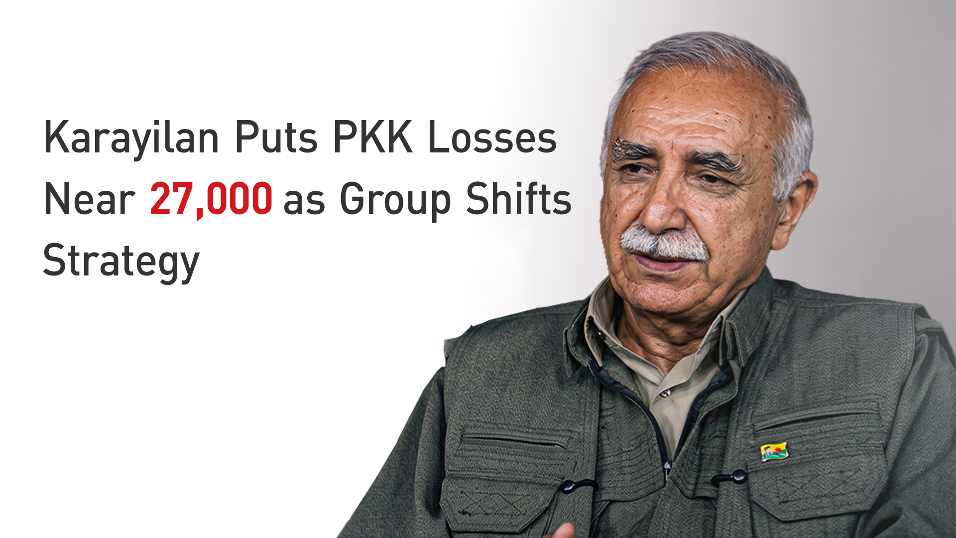 Photo shows Murat Karayılan, a senior PKK leader. (Graphics: Kurdistan24)