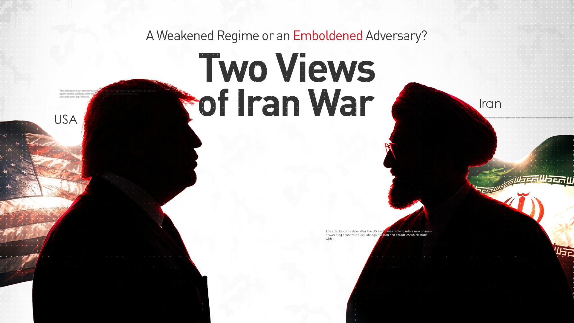 Photo shows the silhouettes of U.S. President Donald Trump (L) and Iran's Supreme Leader Mojtaba Khamenei (R). (Graphics: Kurdistan24)