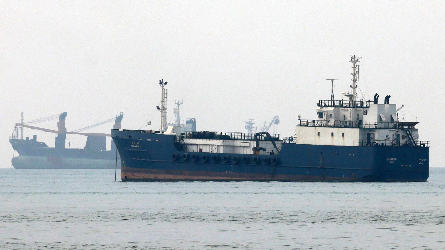 Vessels transit the Hormuz Strait off the coast of Iran's southern port city of Bandar Abbas on Sept. 7, 2026. (AFP)