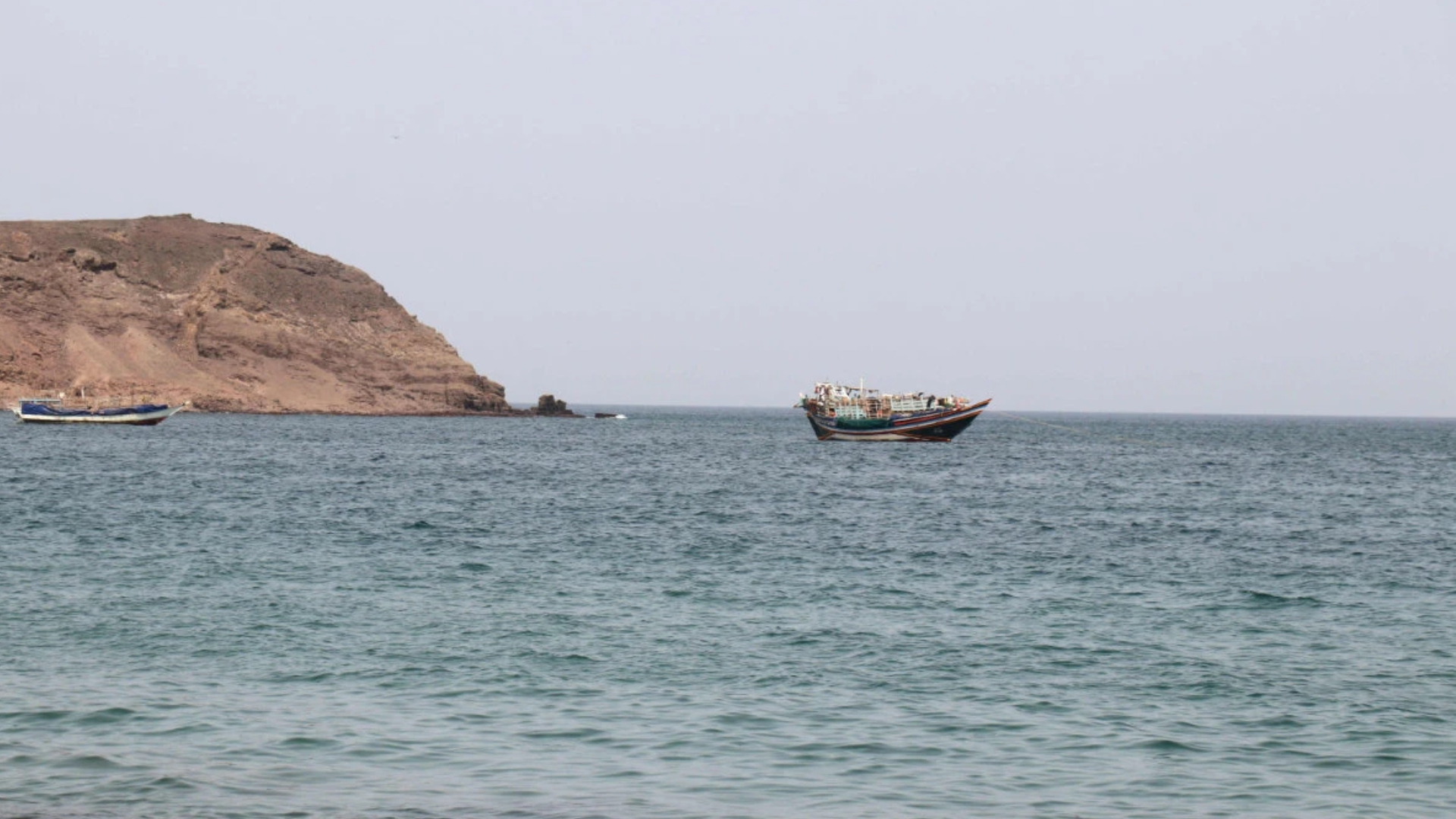 Boats floating at Bab al-Mandab Strait, in the Red Sea, on July 24, 2026. (AFP)