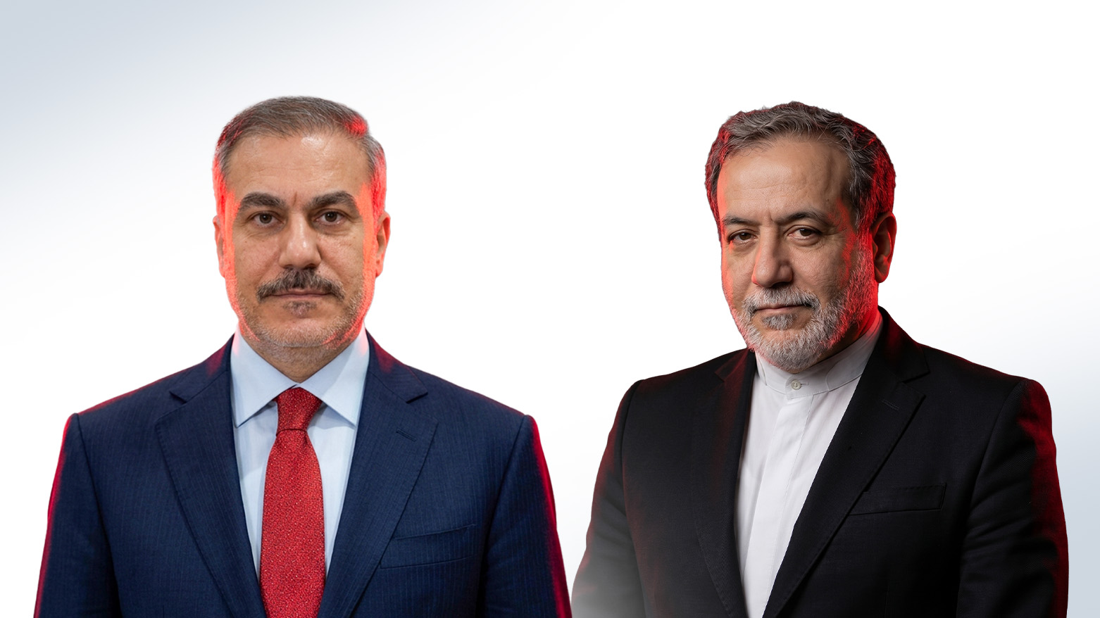 Türkiye’s Foreign Minister Hakan Fidan (L), and his Iranian counterpart, Abbas Araghchi. (Graphic: Kurdistan24)
