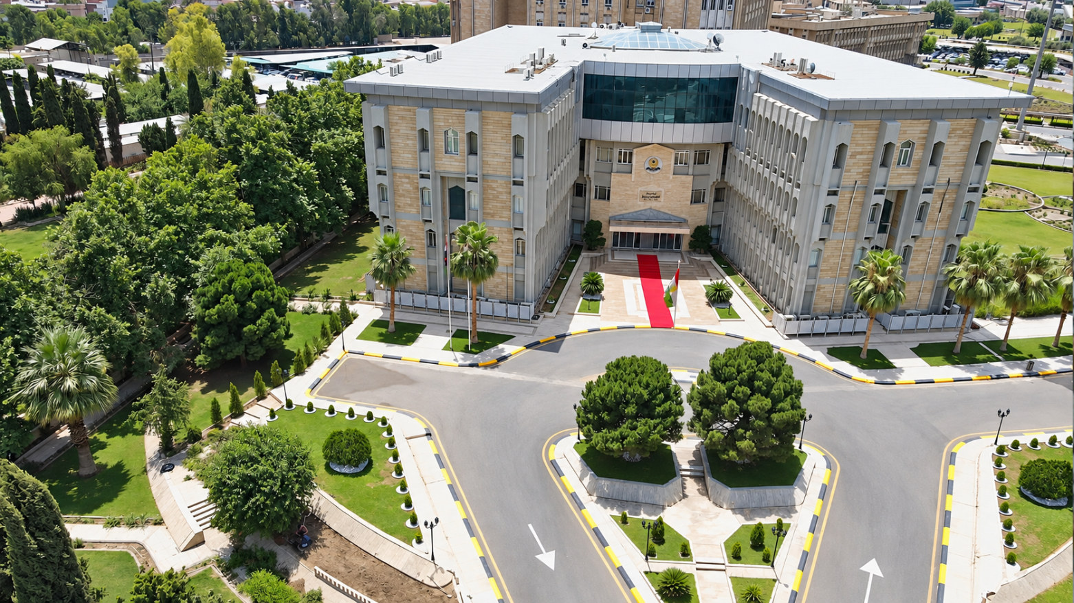 This aerial photo shows the building of the Council of Ministers in Erbil. (Photo: Kurdistan24)