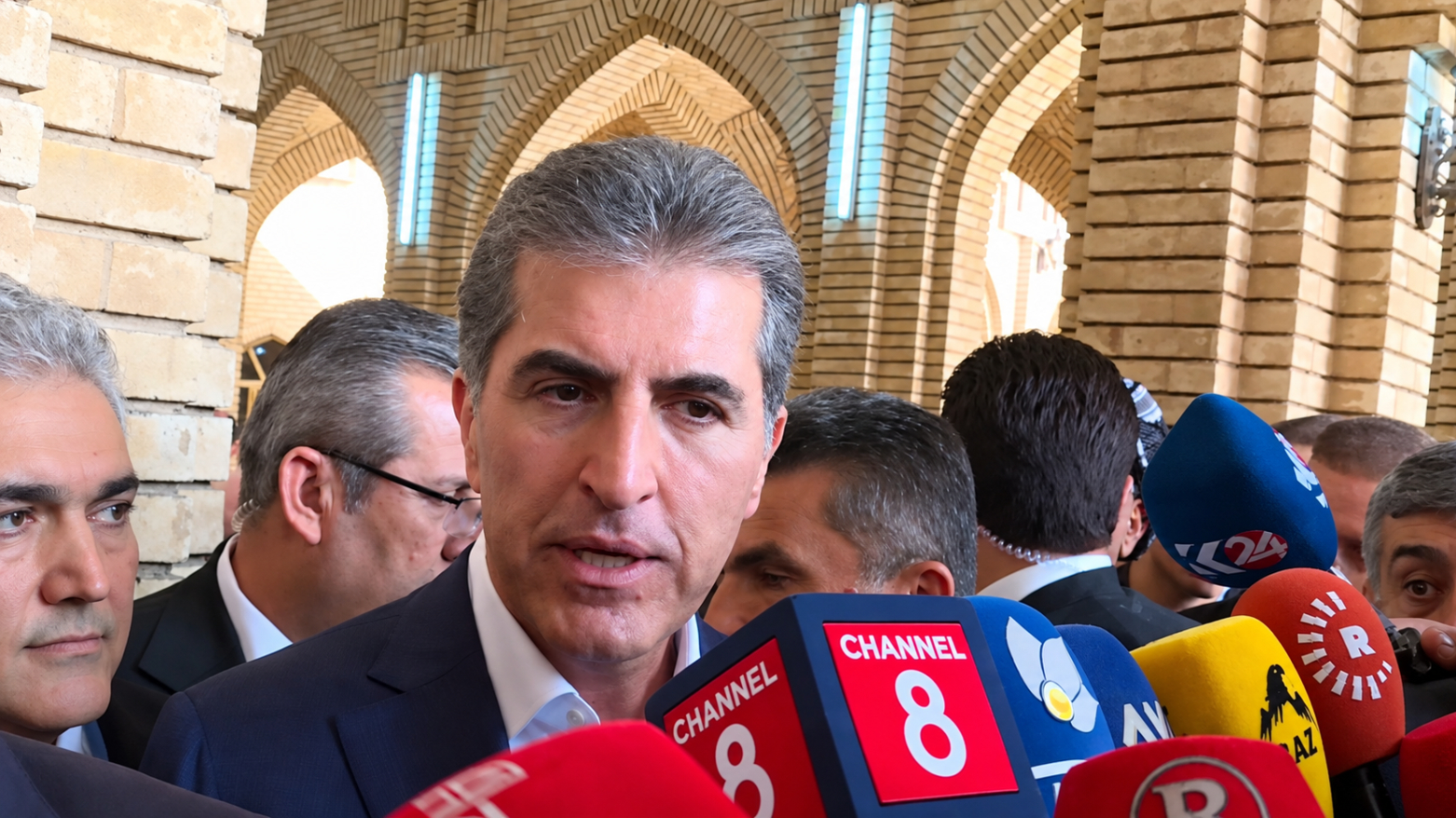 Kurdistan Region President Nechirvan Barzani speaking with the press in Erbil, Sept. 19, 2026. (Photo: Kurdistan24)