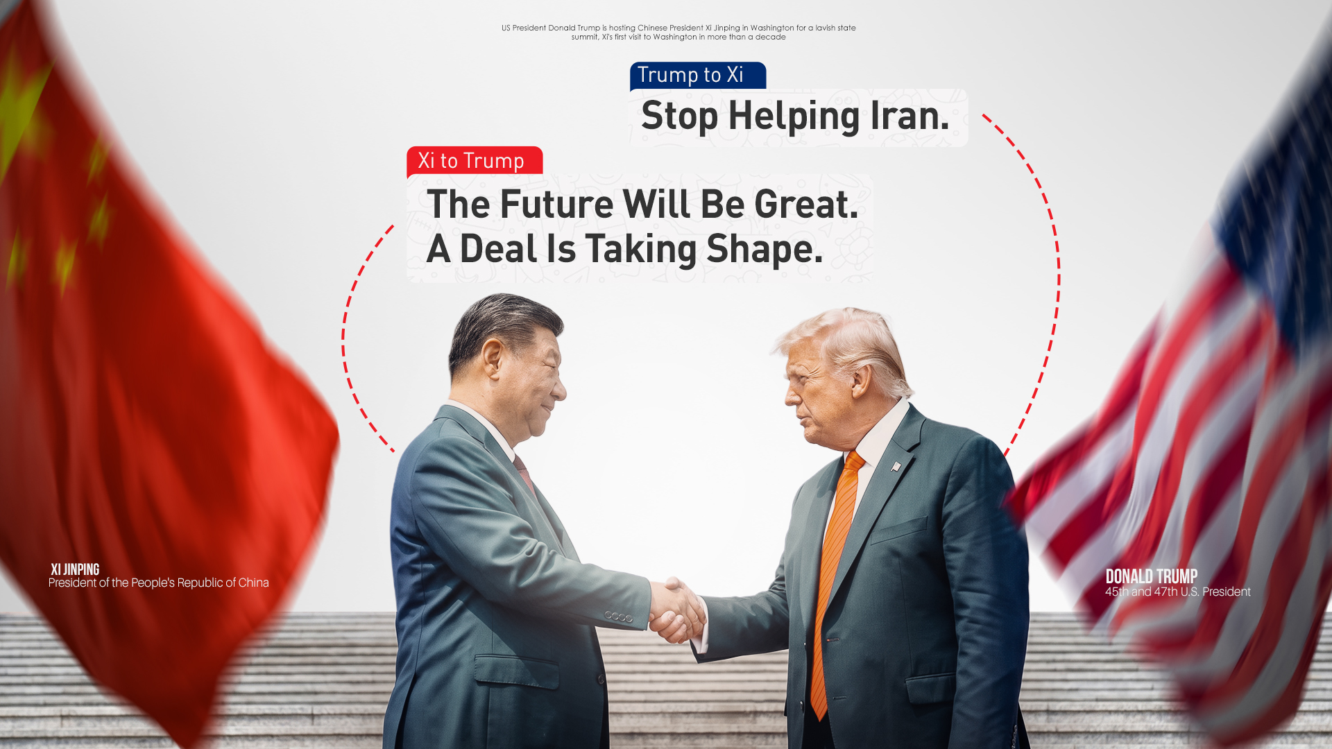 Chinese President Xi (L) alongside U.S. President Donald Trump