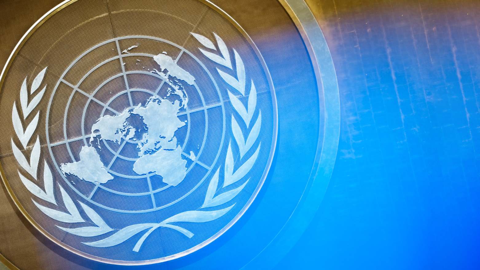 The United Nations emblem displayed in the General Assembly Hall during the 81st session of the U.N. General Assembly at the U.N. Headquarters on Sep. 24, 2026 in New York City. (AFP)