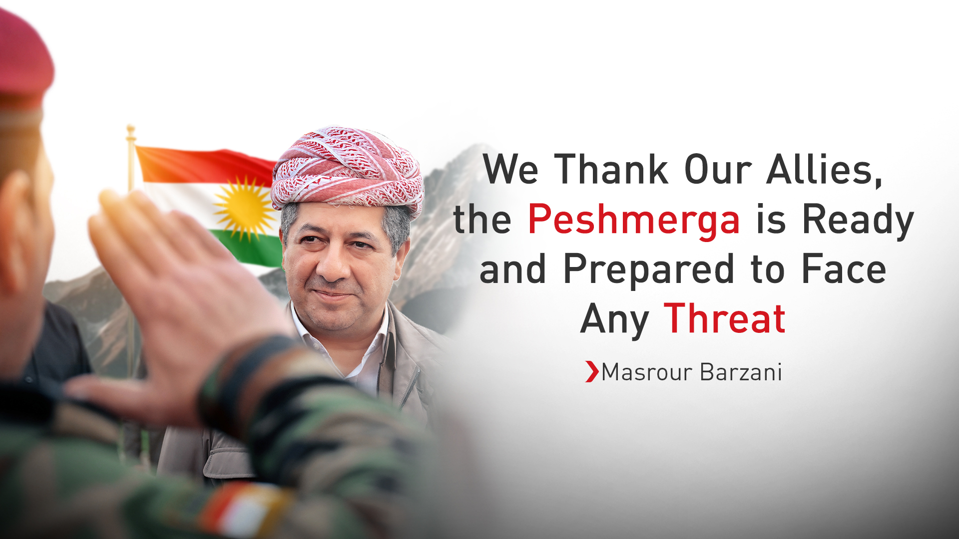 A Member of Peshmarga Forces is Salute Prime Minister Barzani (Kurdistan 24)