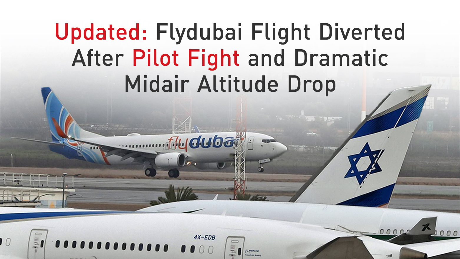 An airplane of airline flydubai lands at Israel's Ben Gurion airport near Tel Aviv on November 26, 2020. (AFP)