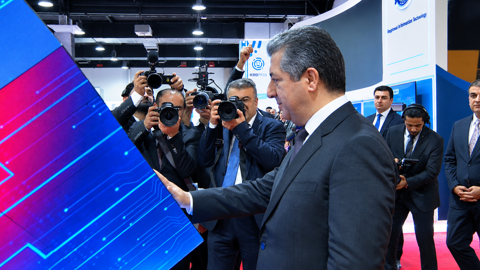 Kurdistan Region Prime Minister Masrour Barzani inaugurates the 7th edition of HITEX in Erbil, Kurdistan Region. (Photo: Kurdistan24)