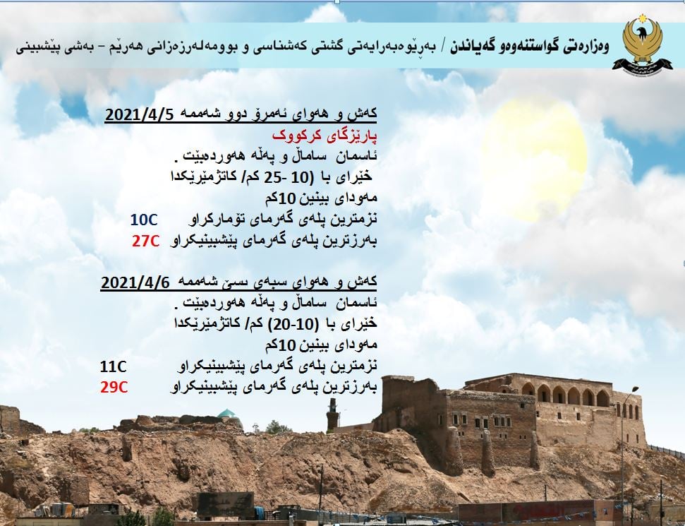 كەشوھەوای ئەمڕۆ و سبەی كەركووك