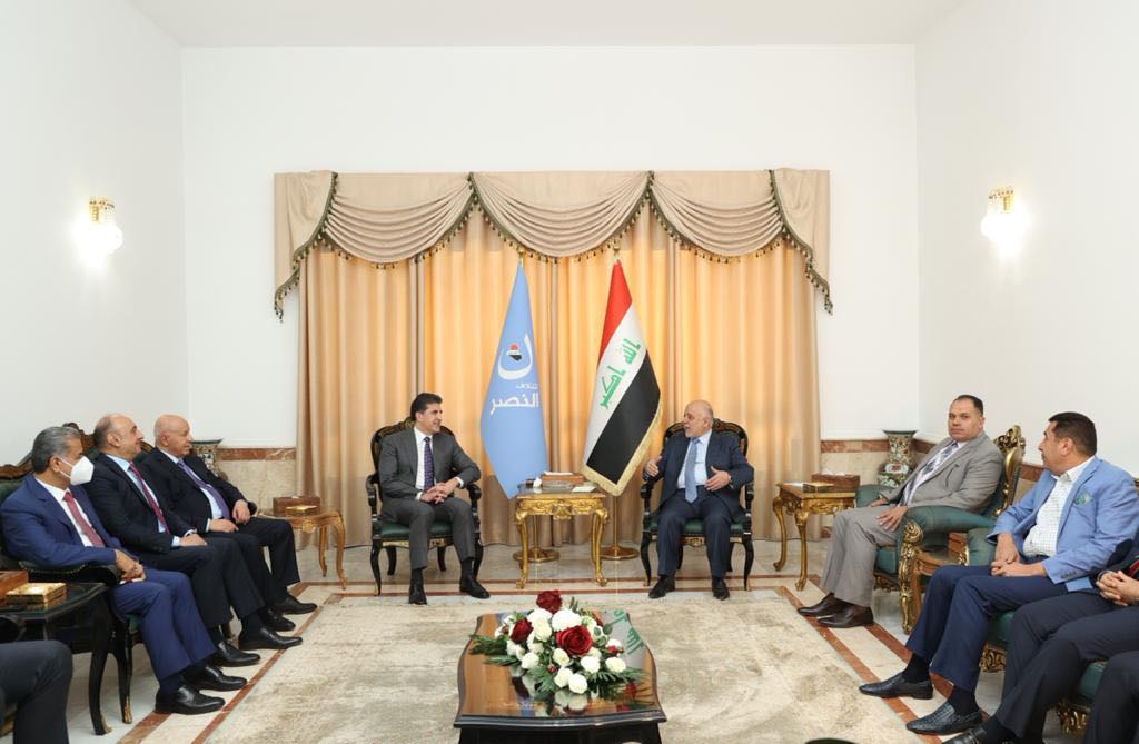 دیدار نچیروان بارزانی با حیدر عبادی، رهبر ائتلاف نصر