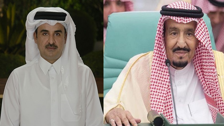 Katar Emiri Şeyh Temim bin Hamed Al Sani ve Suudi Arabistan Kralı Selman bin Abdulaziz