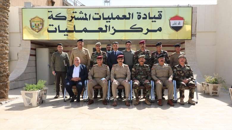 Security officials from the Kurdistan Region's Peshmerga ministry with their Iraqi counterparts at the Joint Operation Command in Baghdad in 2020. (Photo: Iraqi government)