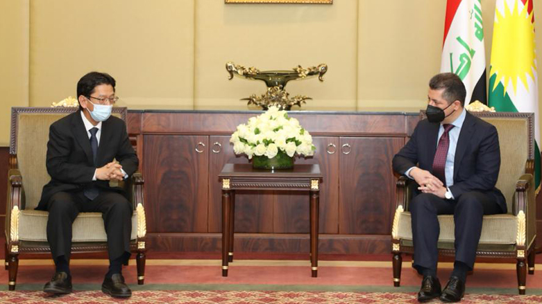 مسرور بارزانی، نخست وزیر اقلیم کوردستان و ایکی هیرو آکاراوا، مدیر جدید دفتر کنسولگری ژاپن در هَولِر