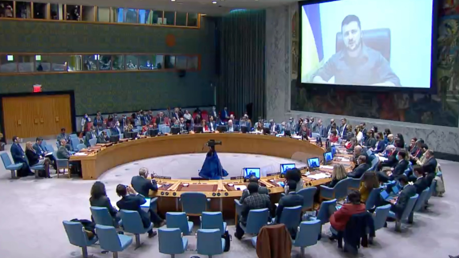 ویدیو کنفرانس رئیس جمهور اوکراین در شورای امنیت سازمان ملل متحد
